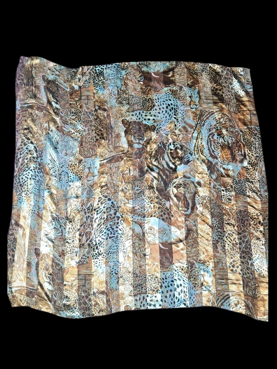 Perry Ellis Accessories - Vintage Perry Ellis Leopard Print Scarf in Brown, Tan and Cream